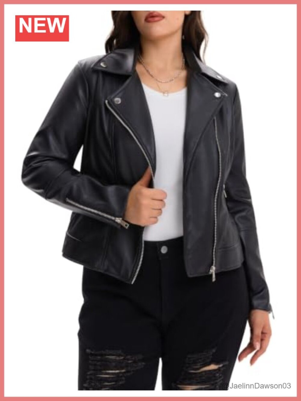 Faux Leather Motorcycle Jacket Slim Fit Short Biker Coat Zipper Pockets